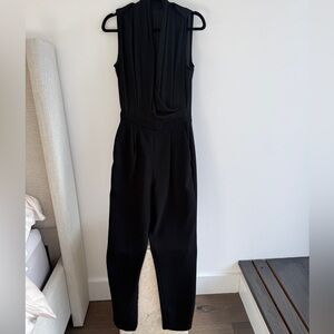 Mango Black Draped Sleeveless Jumpsuit